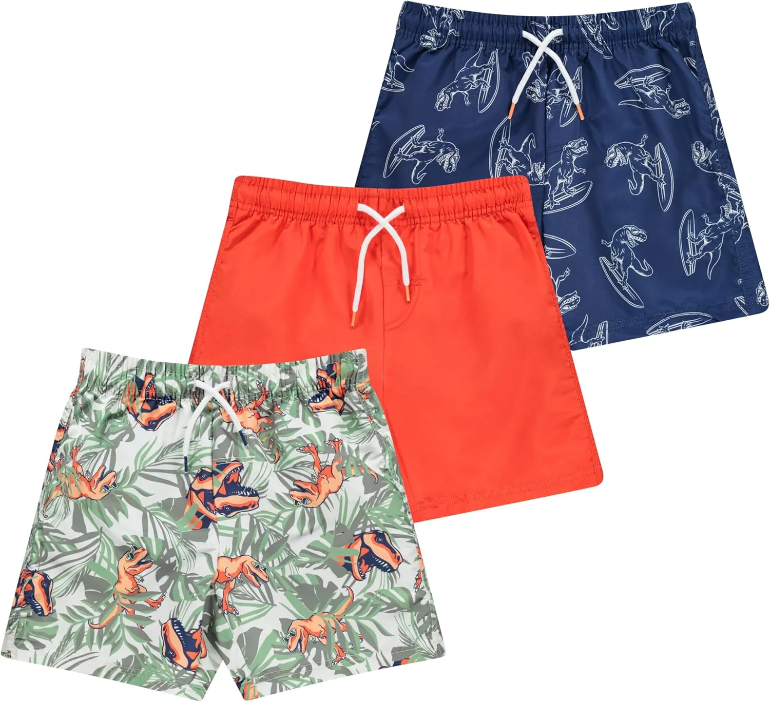 2 or 3-Pack Boys Swim Trunks, Kids Quick Dry Swimming Shorts with Liner - Solid/Printed Swimwear