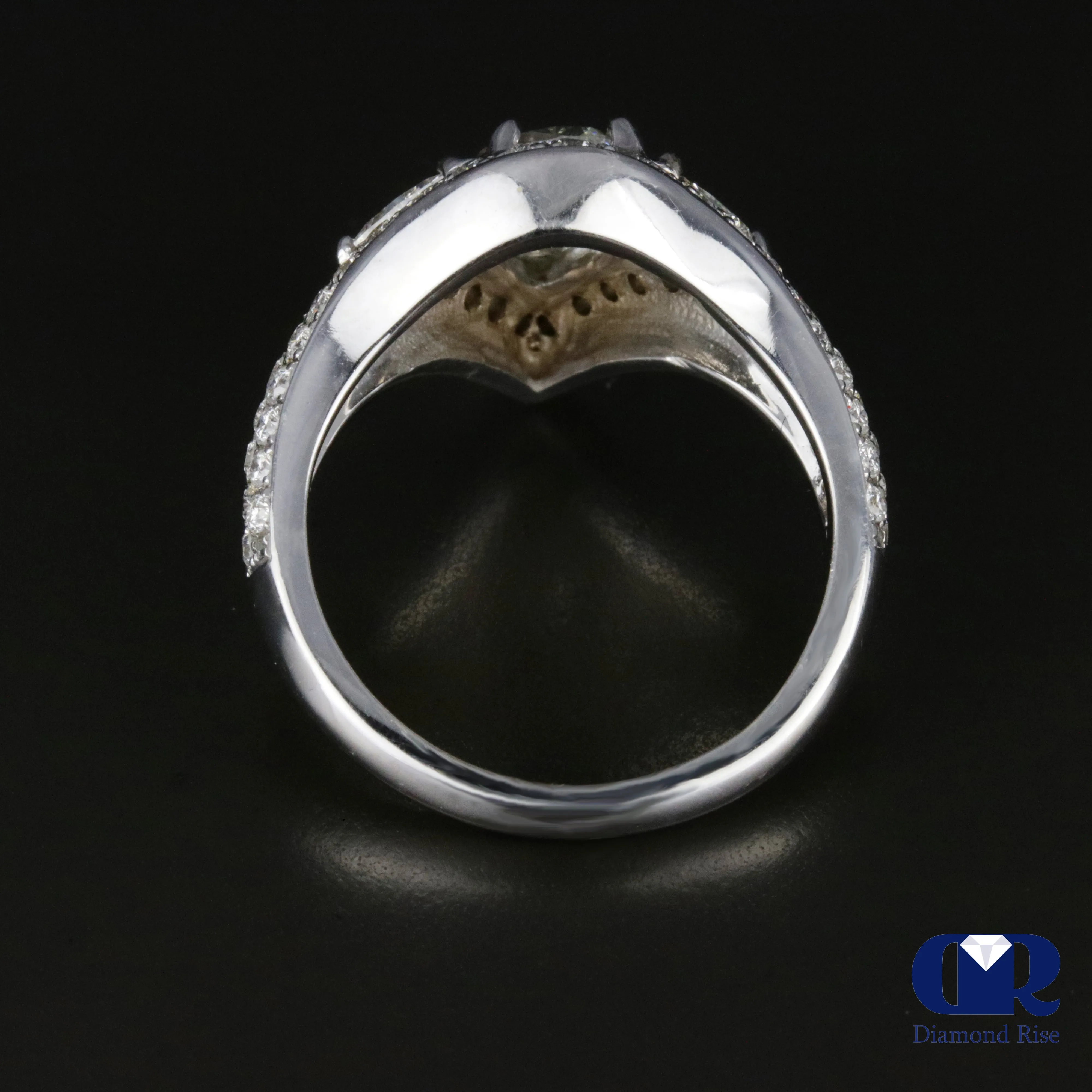 3.75 Carat Pear Cut Diamond Halo Engagement Ring In 14K White Gold