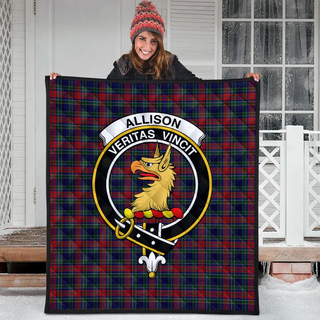 Allison Red Tartan Quilt with Family Crest