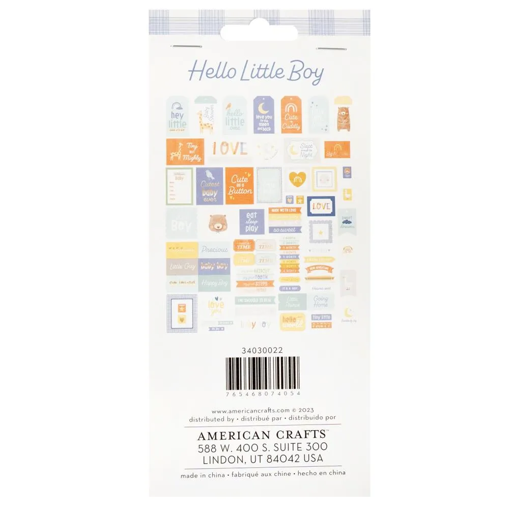 American Crafts Hello Little Boy Ephemera Die-Cuts w/Gold Foil 61/Pkg - Journaling