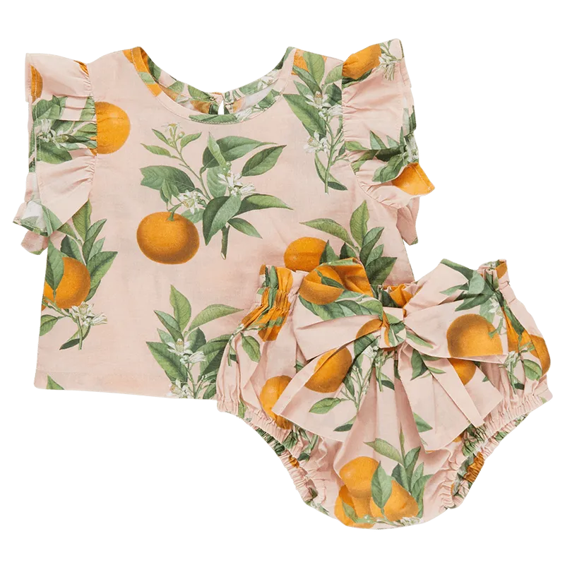 Baby Girl 2 Piece Set | Abigail - Pink Botanical Oranges | Pink Chicken