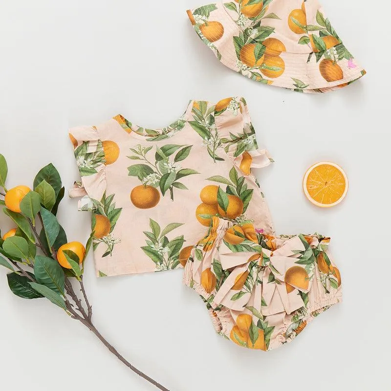 Baby Girl 2 Piece Set | Abigail - Pink Botanical Oranges | Pink Chicken