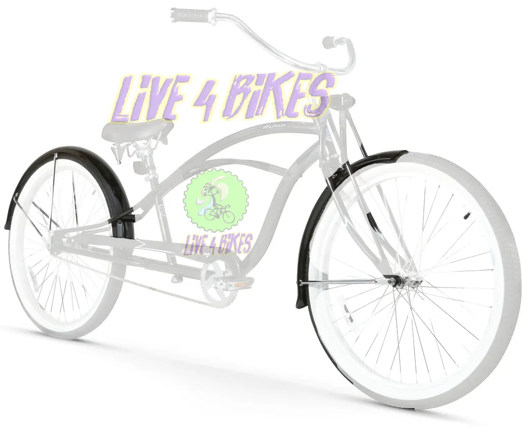 Beach Cruiser Classic Standard 26in Balloon Fender Set Black  - Live4Bikes
