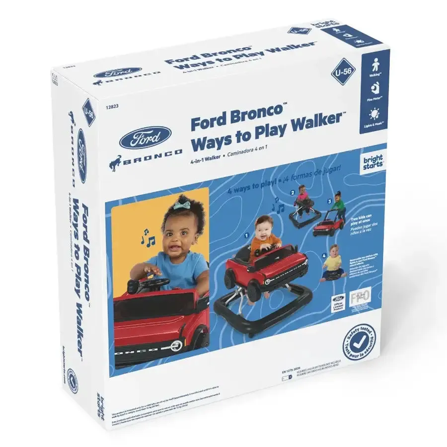 Bright Starts Ways to Play 4-in-1 Walker - Ford Bronco, Race Red