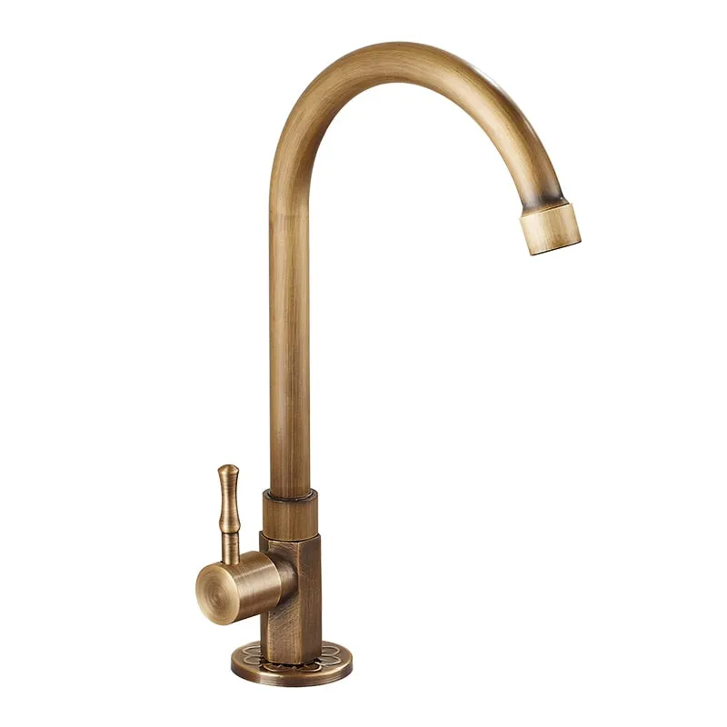 Brushed Finish Classic Kitchen Sink Faucet Gooseneck Single Lever Tap