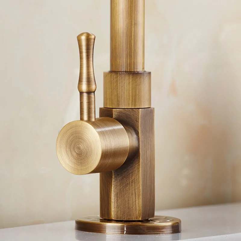 Brushed Finish Classic Kitchen Sink Faucet Gooseneck Single Lever Tap