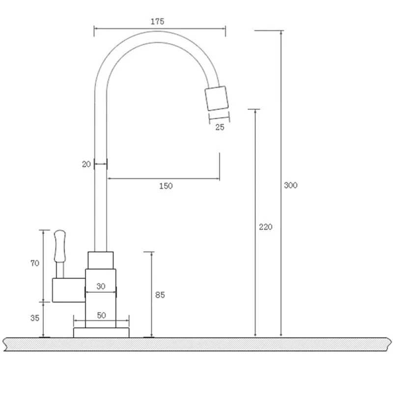 Brushed Finish Classic Kitchen Sink Faucet Gooseneck Single Lever Tap