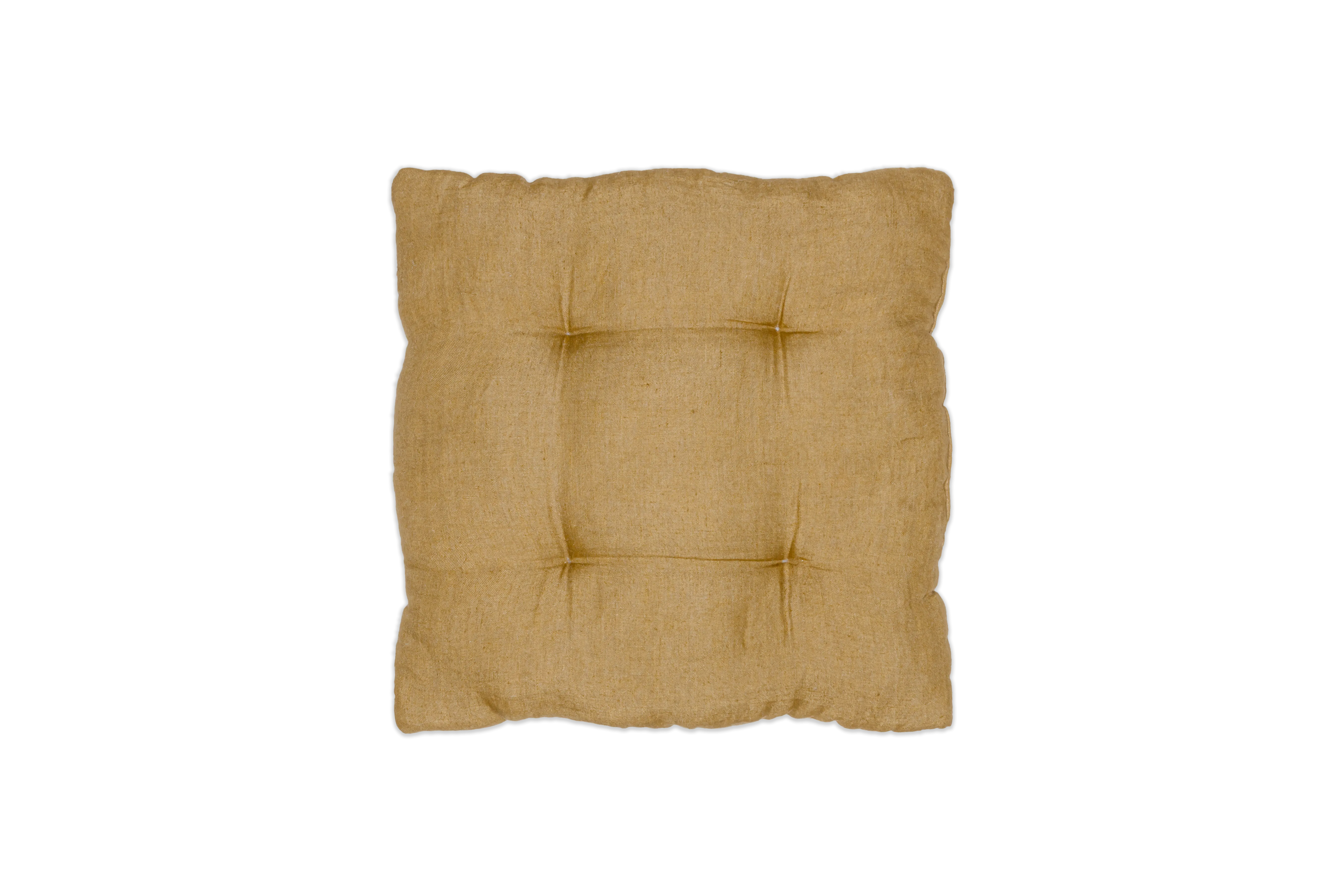 Button Tuck Linen Cushion - 45 x 45 cm - Olive or Slate