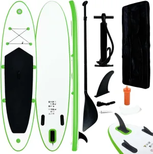 CHARMMA Inflatable Stand Up Paddle Board Set Green and White