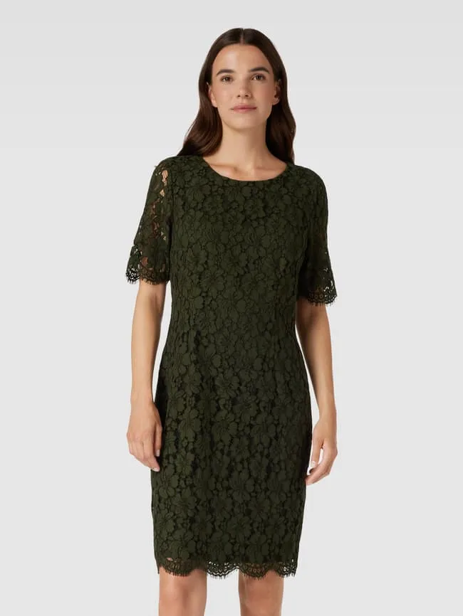 Christian Berg Lace Knee Length Dress, Olive Green