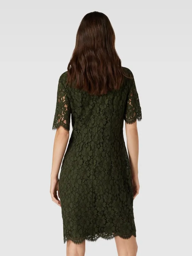 Christian Berg Lace Knee Length Dress, Olive Green