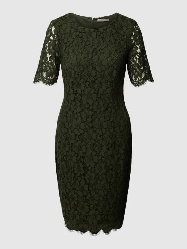 Christian Berg Lace Knee Length Dress, Olive Green