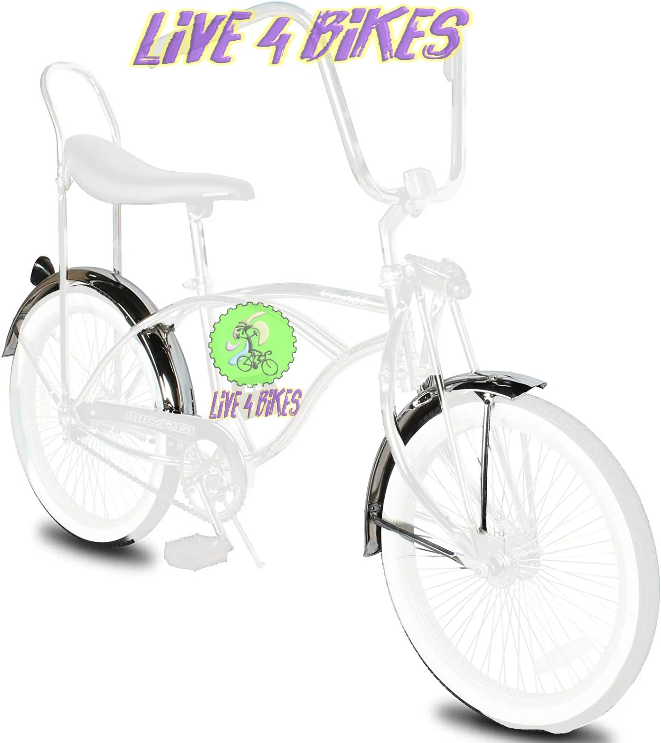 Chrome Beach Cruiser 16 in, 16x 2.125 Steel Bicycle Fenders Mudguard - Live 4 Bikes