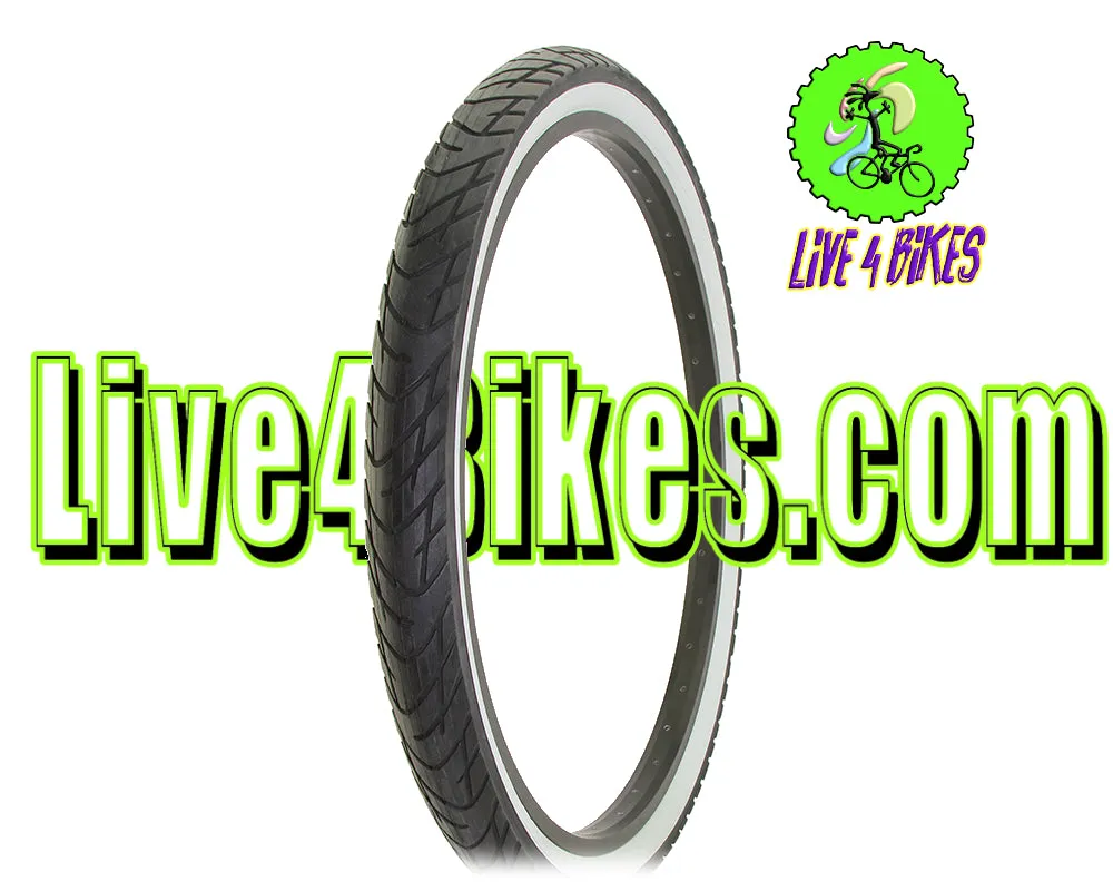 City 26 in White Wall Beach Cruiser Tire 26x2.125 Smooth slick Tire - Live 4 Bikes