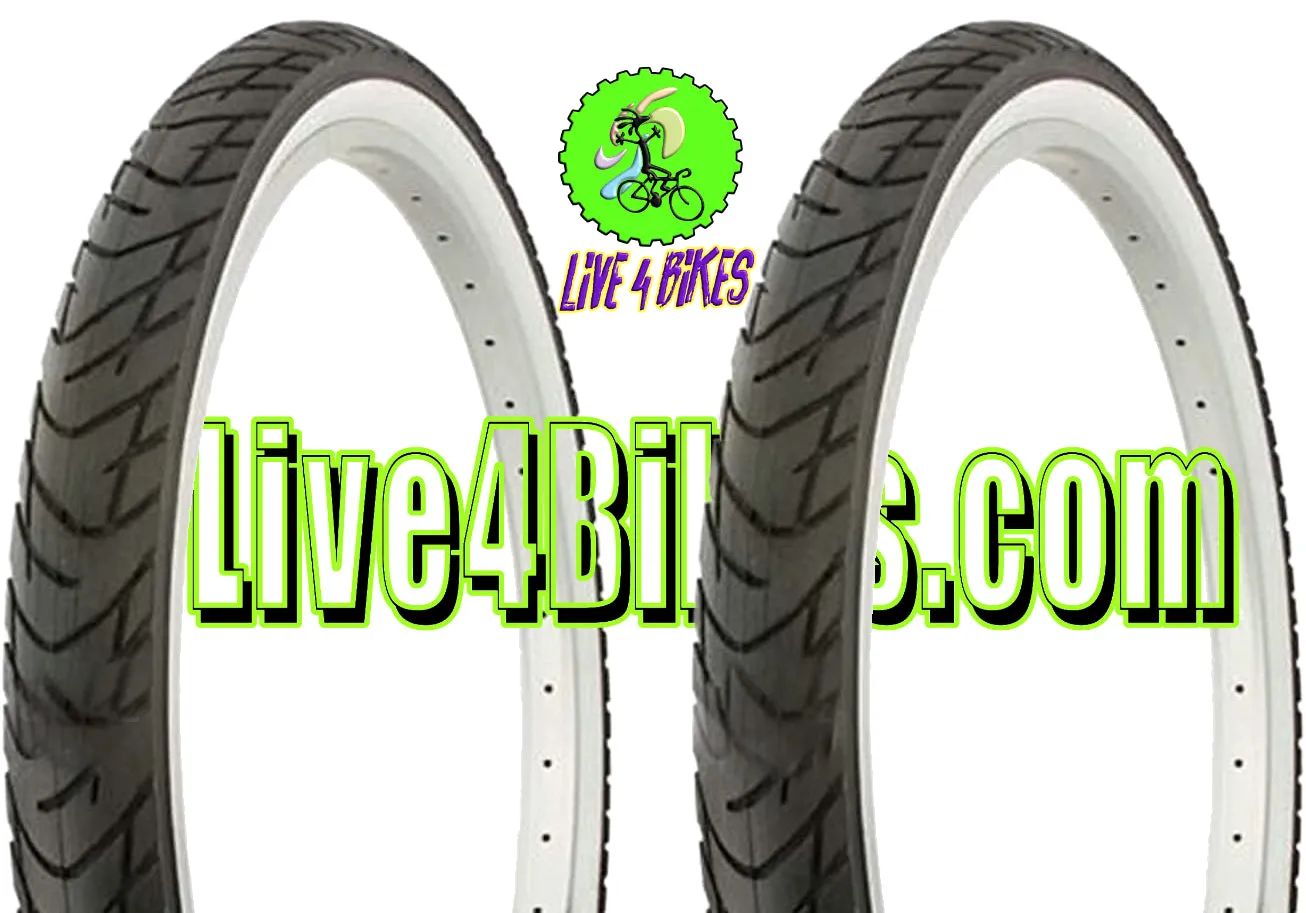 City 26 in White Wall Beach Cruiser Tire 26x2.125 Smooth slick Tire - Live 4 Bikes