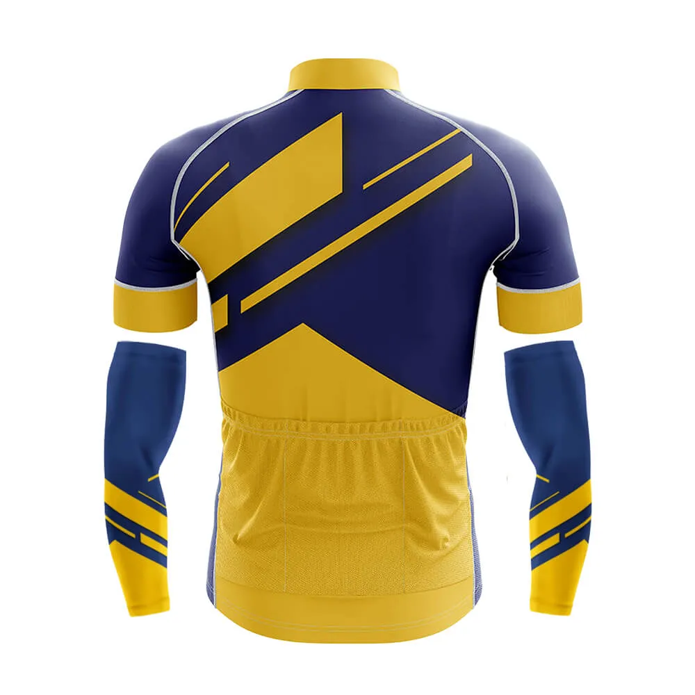 Cool Cycling Jersey With Arm Sleeves Old Man Yellow Navy Mens Bike Jersey