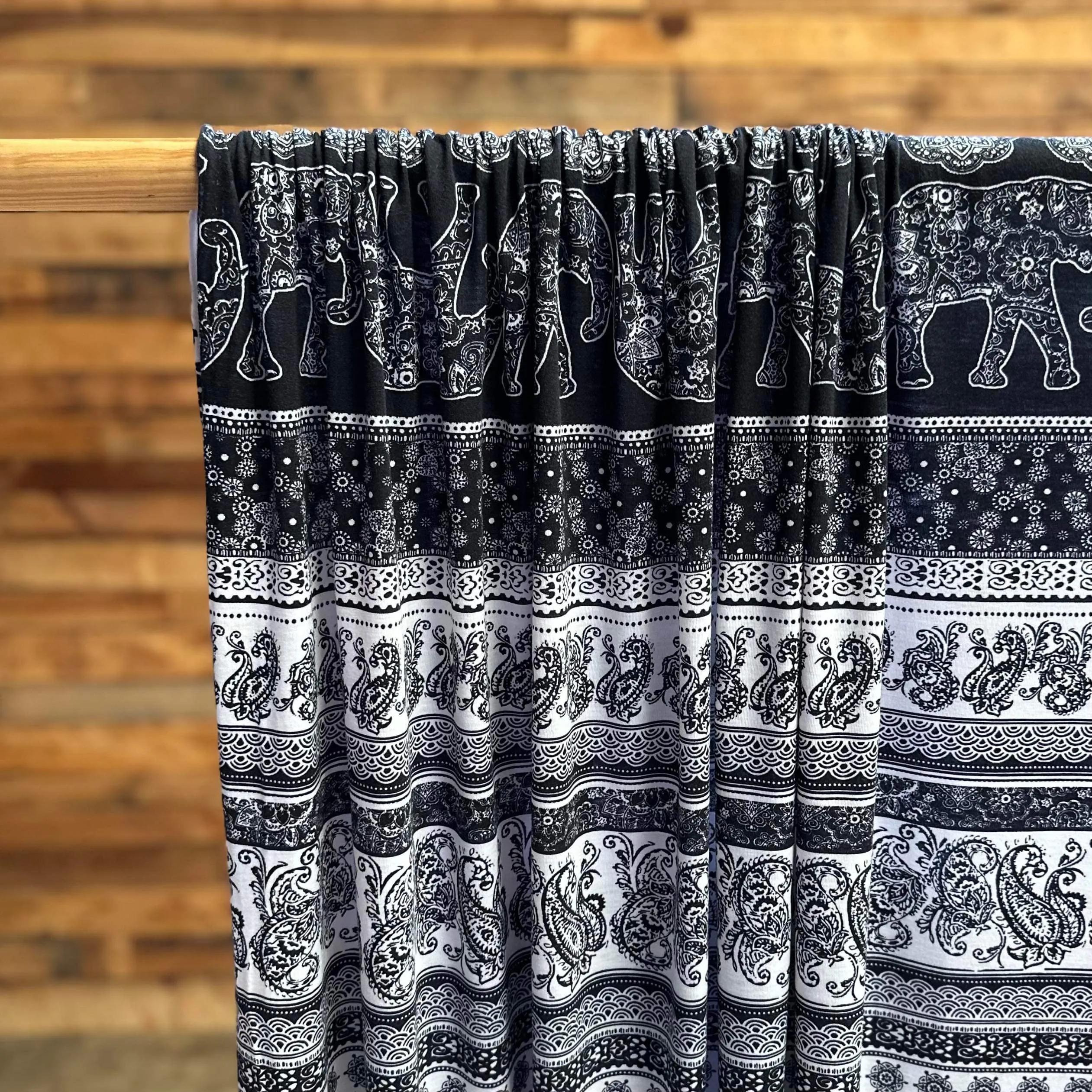 *Elephants Black/White Poly Spandex - LAST YARDS (MAY NOT BE CONTINUOUS)