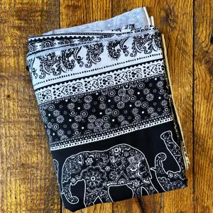 *Elephants Black/White Poly Spandex - LAST YARDS (MAY NOT BE CONTINUOUS)