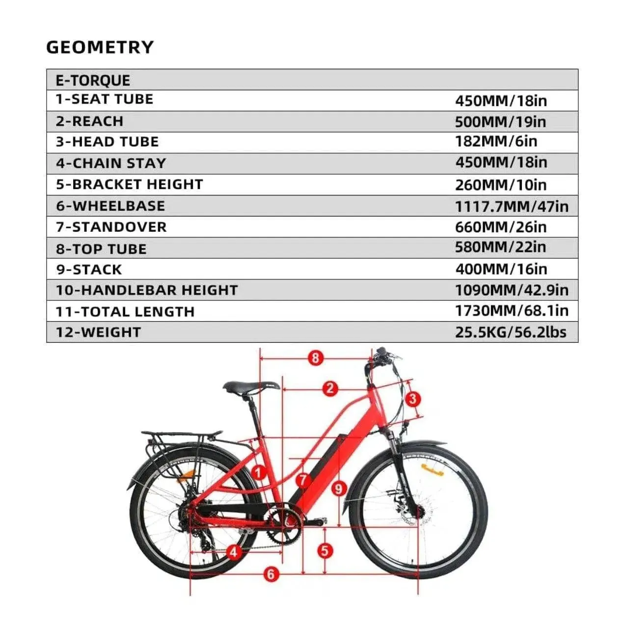 EUNORAU| E-TORQUE 48V500W Cruiser Step-Thru Electric Bike