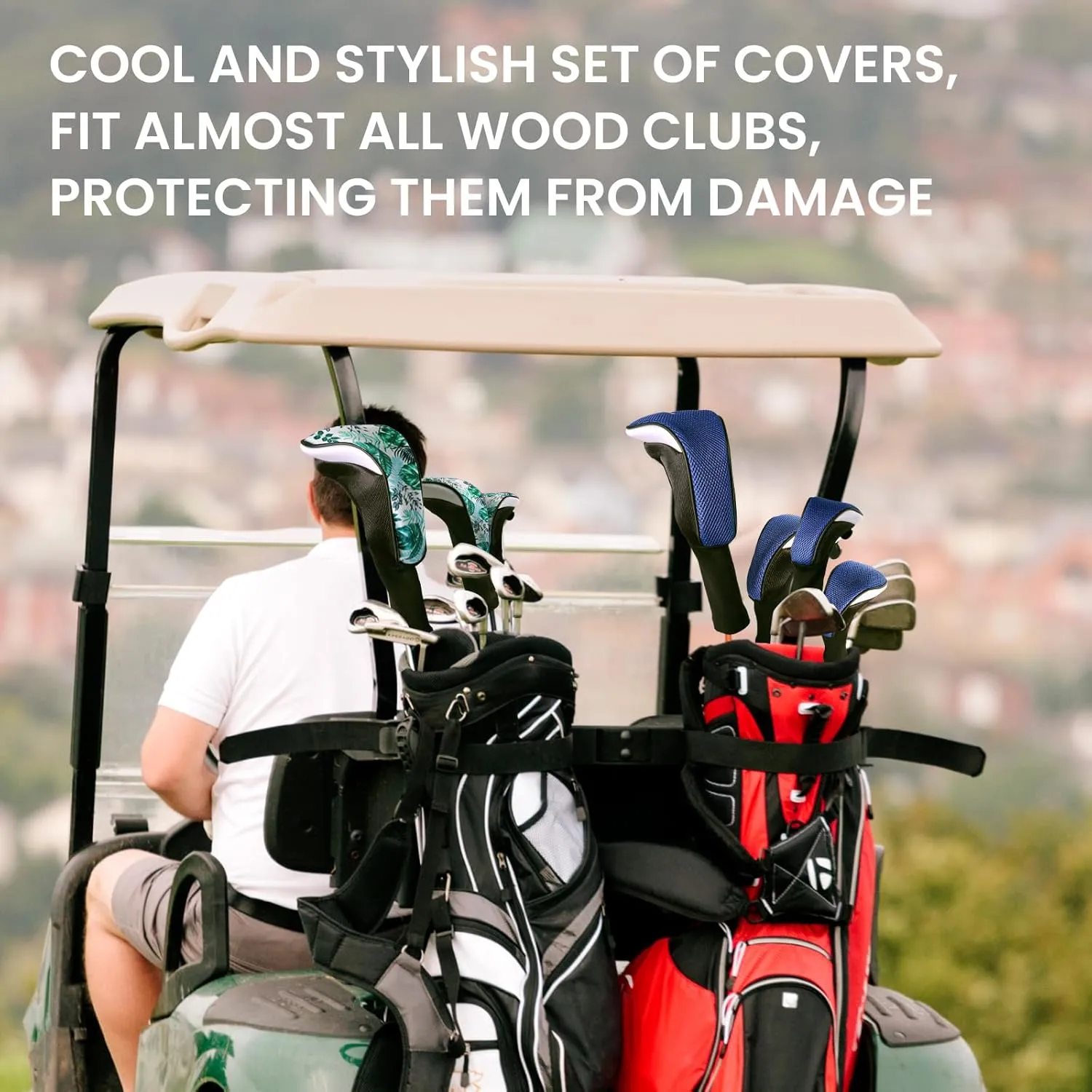 FINGER TEN Golf Club Head Covers Woods Driver Fairway Hybrid 3/4/5 Set, Headcovers Men 1 3 5 7 X Interchangeable Number Tag, Fit All Wood Clubs