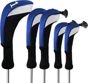 FINGER TEN Golf Club Head Covers Woods Driver Fairway Hybrid 3/4/5 Set, Headcovers Men 1 3 5 7 X Interchangeable Number Tag, Fit All Wood Clubs