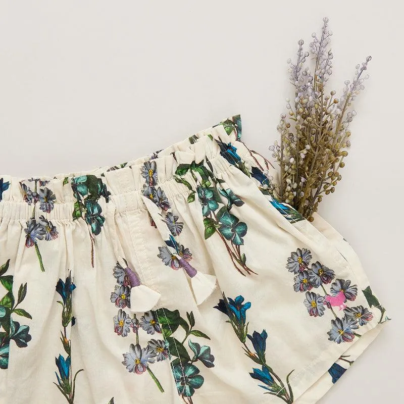 Girls Bottoms |Shorts: Theodore- Blue Botanical | Pink Chicken