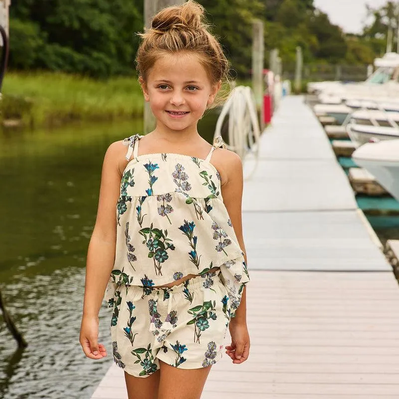 Girls Bottoms |Shorts: Theodore- Blue Botanical | Pink Chicken
