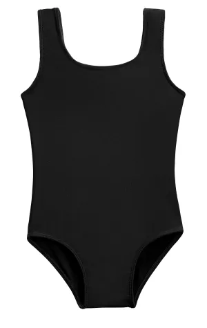 Girls Recycled Nylon UPF 50  One Piece Swimsuit | Black
