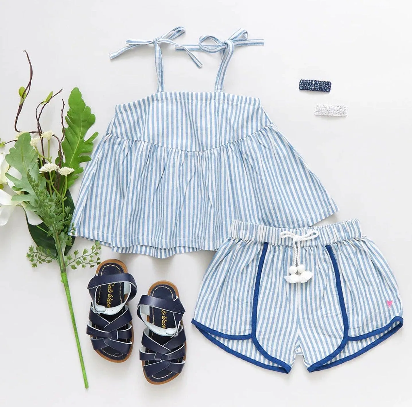 Girls Top | Stella-Blue Skinny Stripe | Pink Chicken