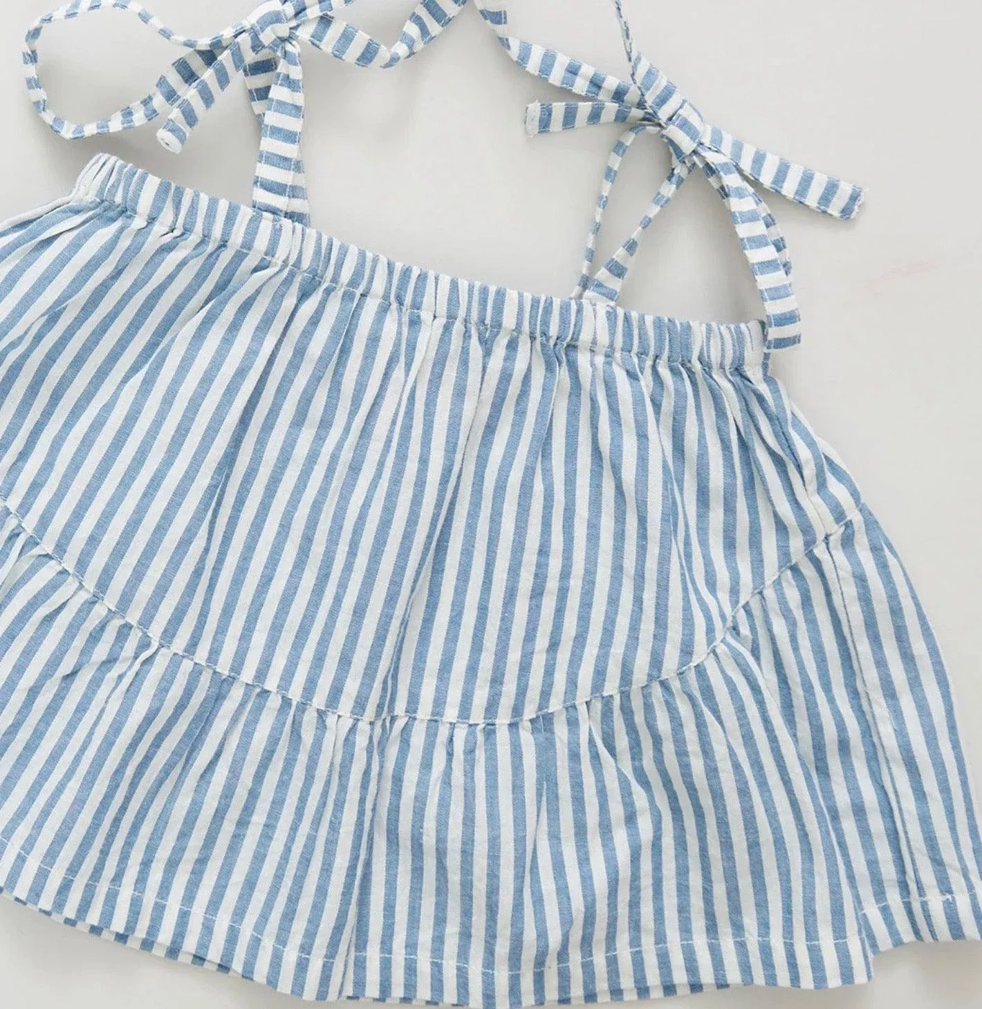 Girls Top | Stella-Blue Skinny Stripe | Pink Chicken