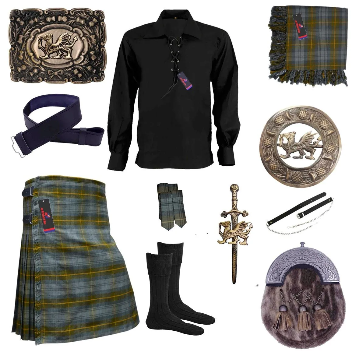 Gordon Weathered Tartan Kilt - Classic Scottish Highland Attire