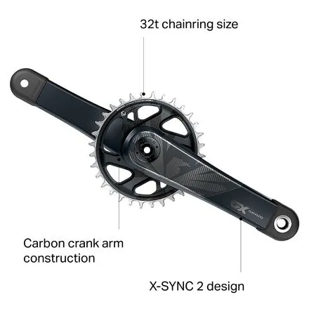 GX Eagle DUB Carbon Crankset - SRAM Boost, Lunar Gray