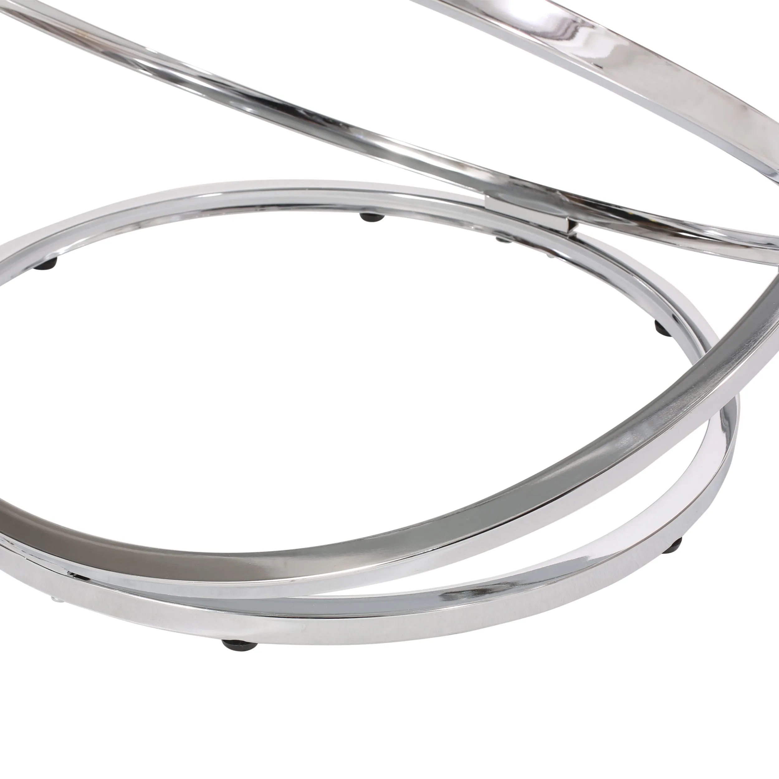 Hearney Modern Glass Top Round Coffee Table, Gray and Chrome