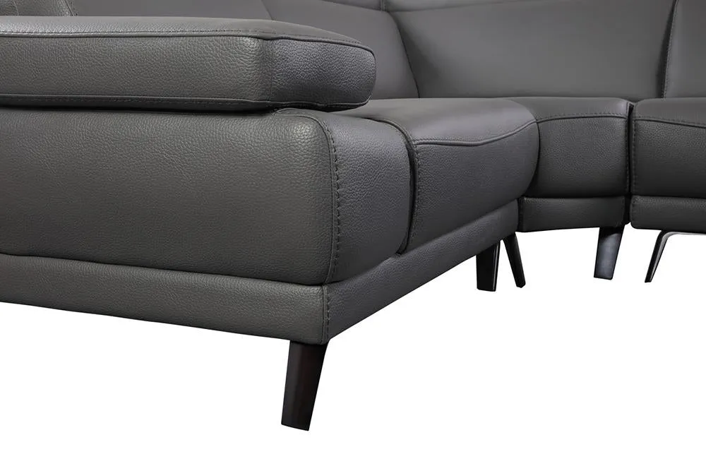 Hudson Grey Leather Sectional Sofa