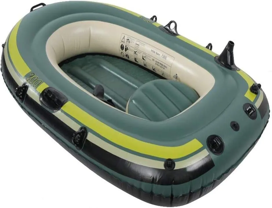 Inflatable Boat Kayak, 2-3 Person, Green, PVC, Modern Style, 200x120x35cm, 200/250kg Capacity