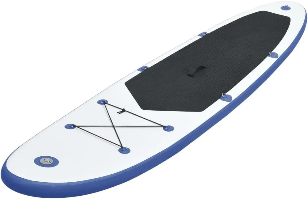 Inflatable Stand Up Paddleboard Water Sport Set for All Skill Levels Included with Surf Board, Aluminum Oar, Removable Fin, High Pressure Hand Pump... Blue and White 153.5"x31.9"x3.9"