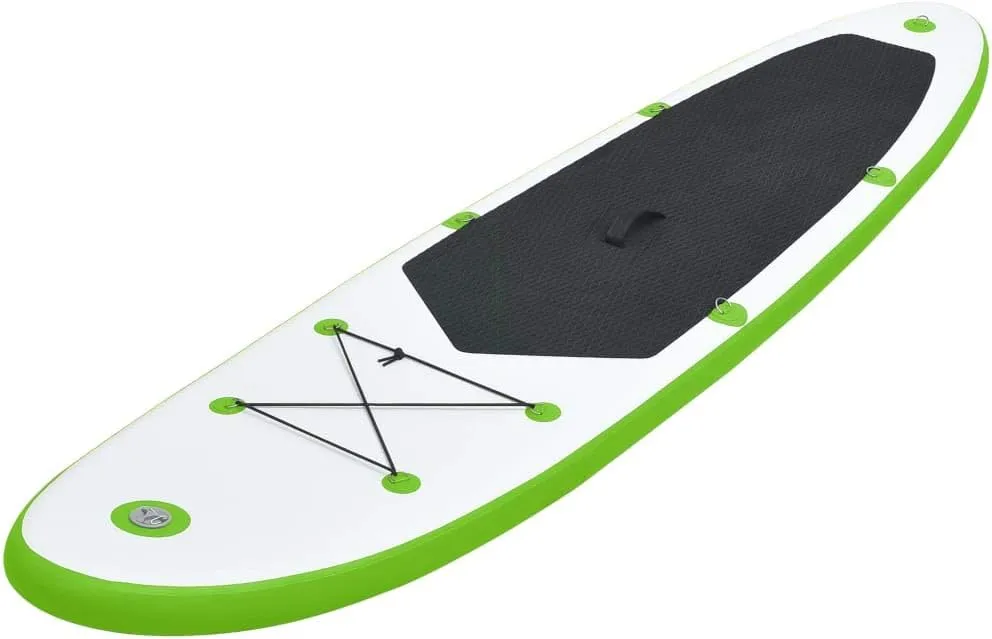 Inflatable Stand Up Paddleboard Water Sport Set for All Skill Levels Included with Surf Board, Aluminum Oar, Removable Fin, High Pressure Hand Pump... Green and White 118.1"x28.3"x3.9" -AA