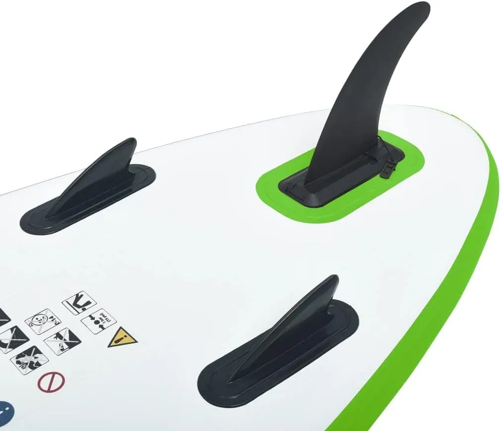 Inflatable Stand Up Paddleboard Water Sport Set for All Skill Levels Included with Surf Board, Aluminum Oar, Removable Fin, High Pressure Hand Pump... Green and White 118.1"x28.3"x3.9" -AA