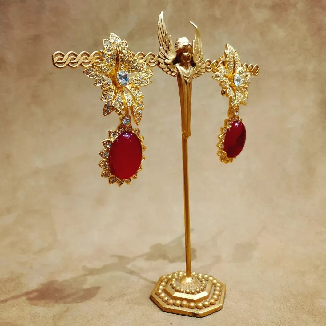 Kenneth Jay Lane Red flower statement  Earrings