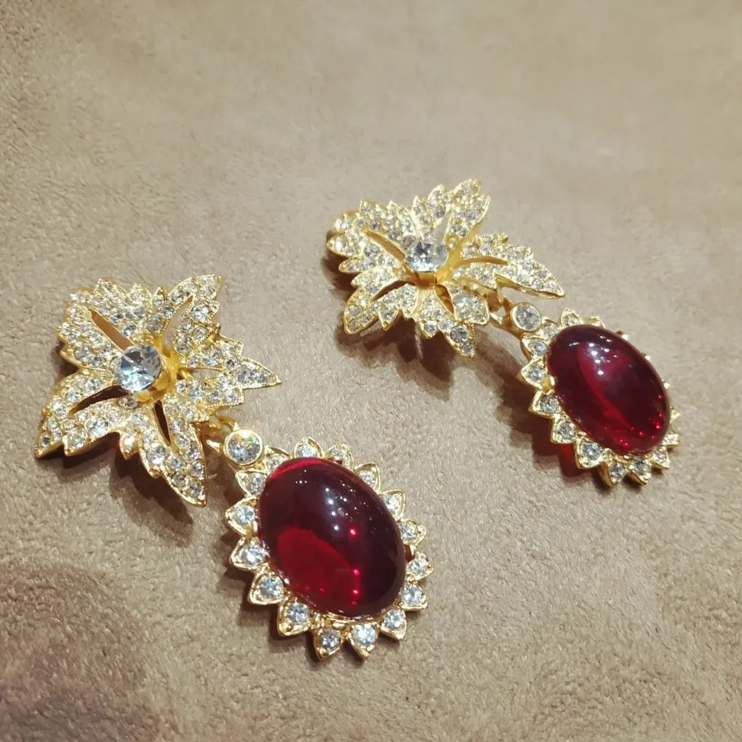 Kenneth Jay Lane Red flower statement  Earrings