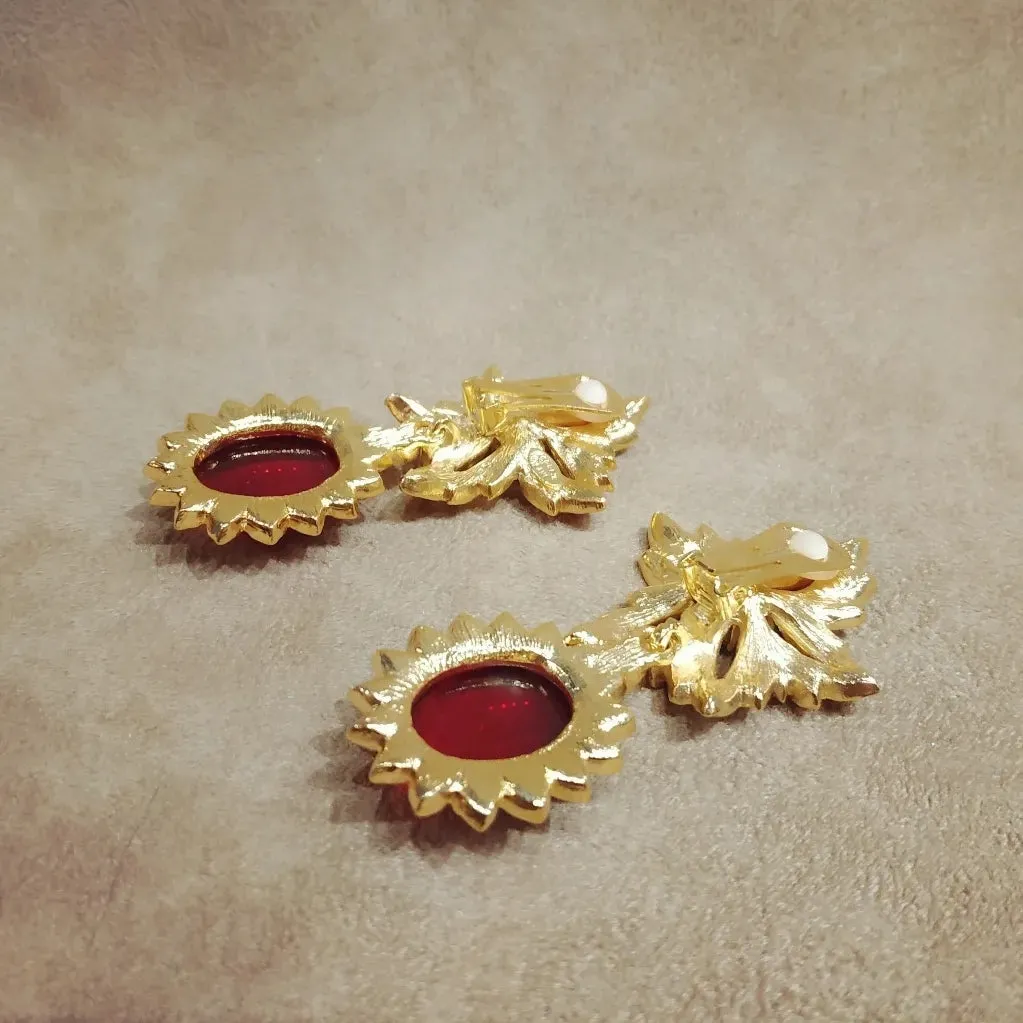 Kenneth Jay Lane Red flower statement  Earrings