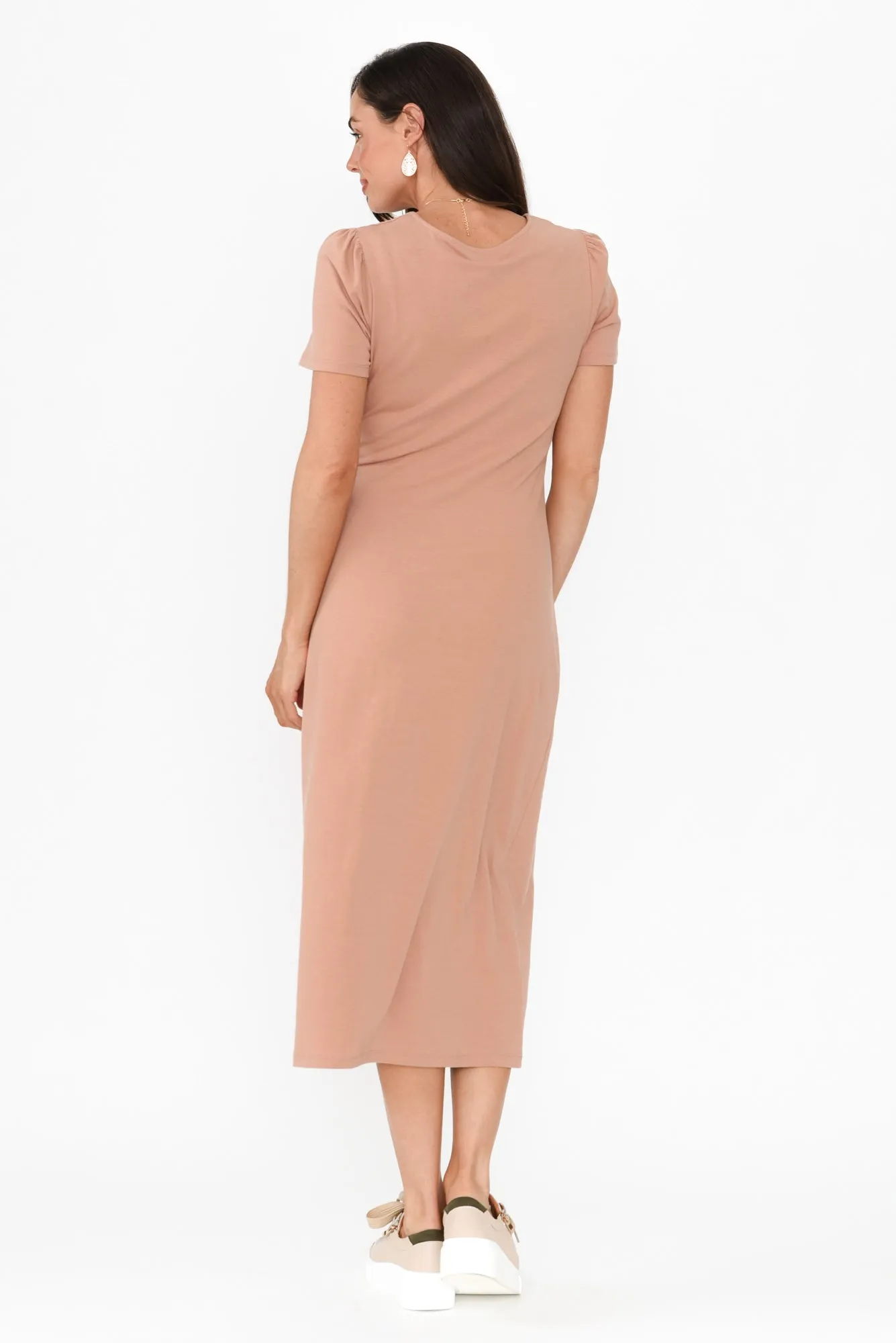 Kitt Beige Cotton Stretch Tie Dress