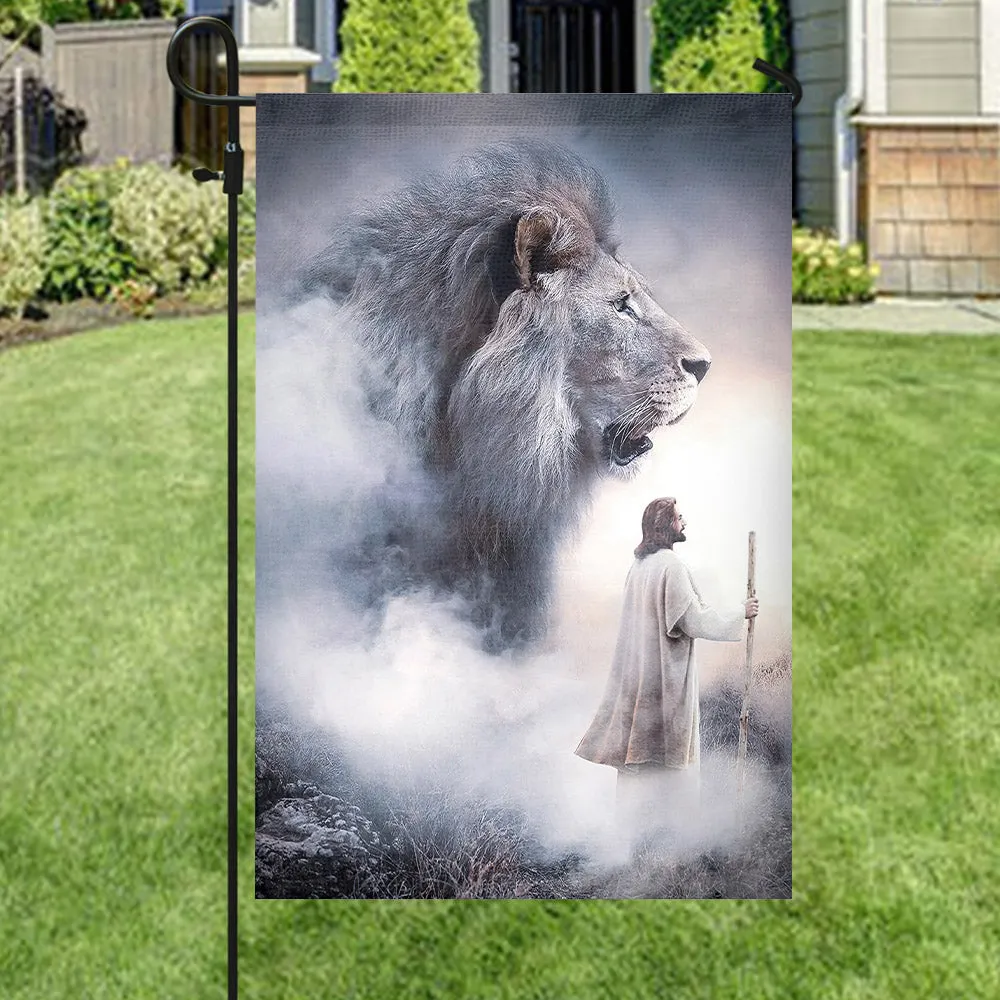 Lion And Jesus Flag - Christian's Flag - Garden Decor - Garden Flag Stand - Christian Gift - Ciaocustom