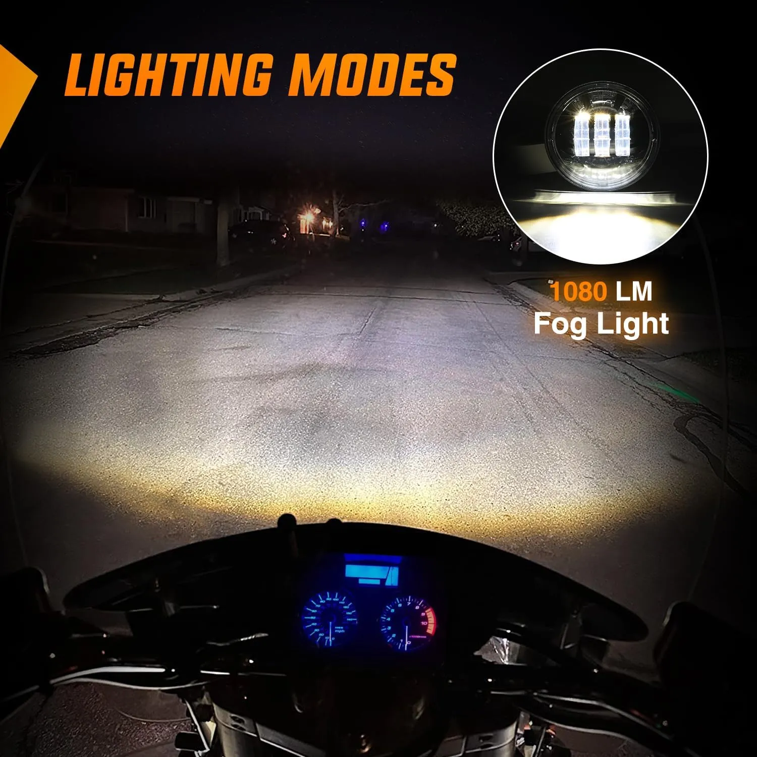 Motorcycle 4.5Inch Black LED Fog Lights 2Pcs