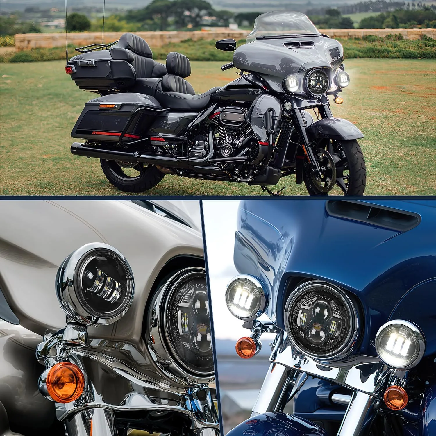 Motorcycle 4.5Inch Black LED Fog Lights 2Pcs