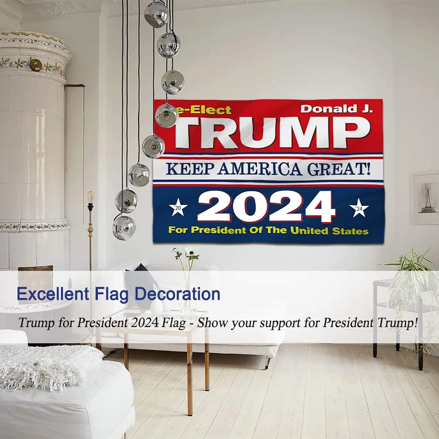Re-Elect Donald J Trump Keep America Great 2024 Flag: Red White and Blue