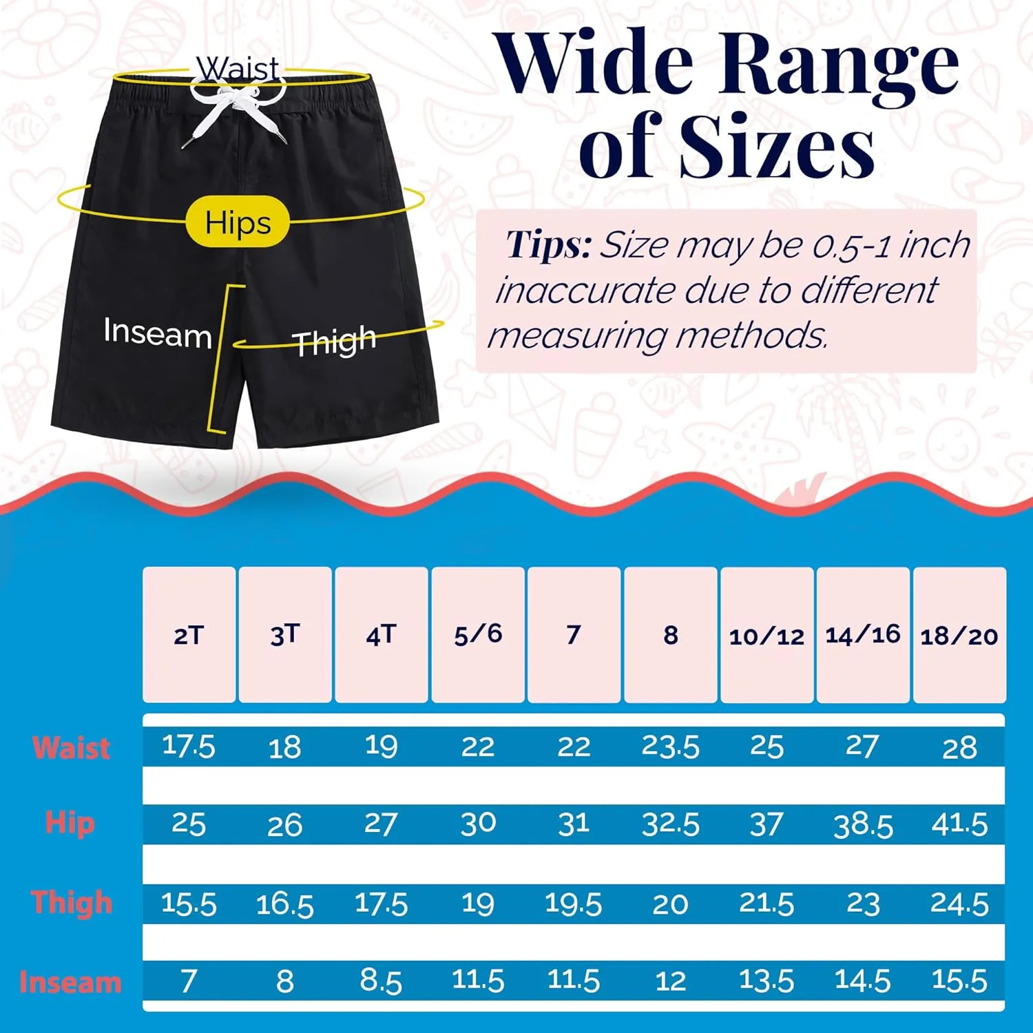 SIX ISLANDS Boys Swim Trunks - Quick-Dry, Comfortable, Ages 5/6 to 18/20 - Fun Patterns, Durable Design Boys Bathing Suit