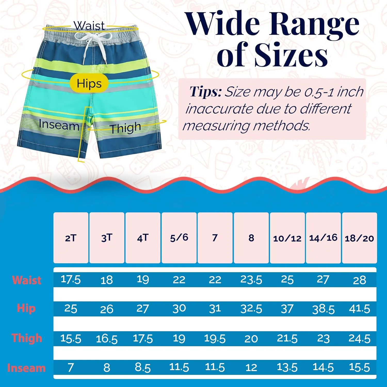 SIX ISLANDS Boys Swim Trunks - Quick-Dry, Comfortable, Ages 5/6 to 18/20 - Fun Patterns, Durable Design Boys Bathing Suit
