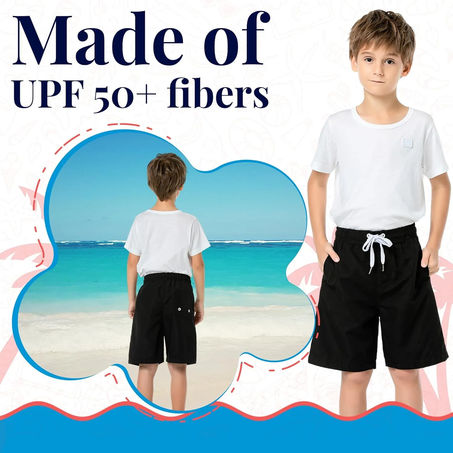 SIX ISLANDS Boys Swim Trunks - Quick-Dry, Comfortable, Ages 5/6 to 18/20 - Fun Patterns, Durable Design Boys Bathing Suit