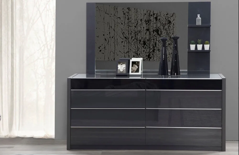 Toledo Modern Gray and Black Bedroom Set